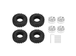Aro De Roda Beadlock 1.0 Com Pneus 6 Buracos Em Liga De Alumínio Para Carro Rc Crawler 1/24 Prata
