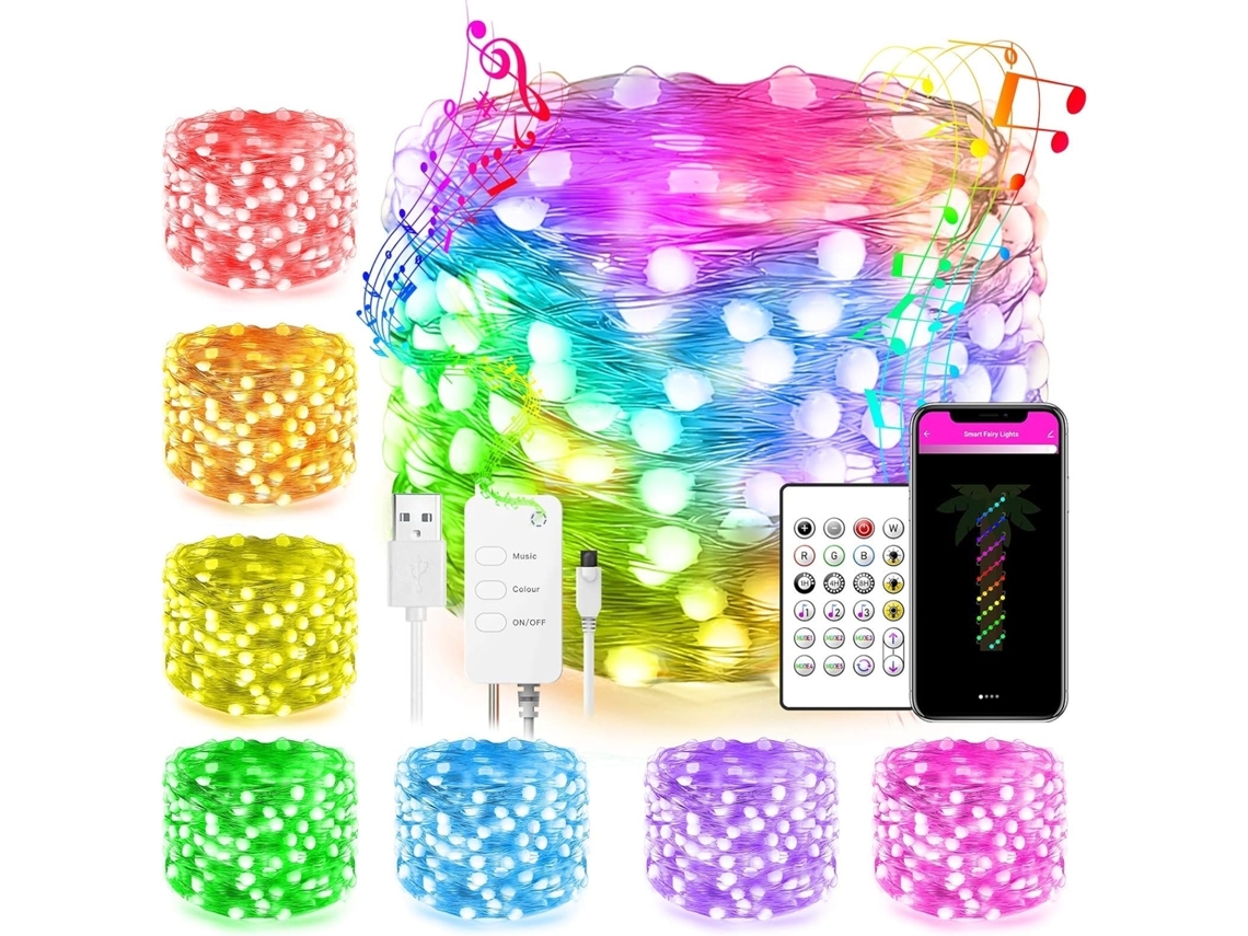 String Lights Broom Work With Alexa Google Home 16.4ft Musical Fairy Light Plug In Remote App Control Multi Modes Copper Lights*