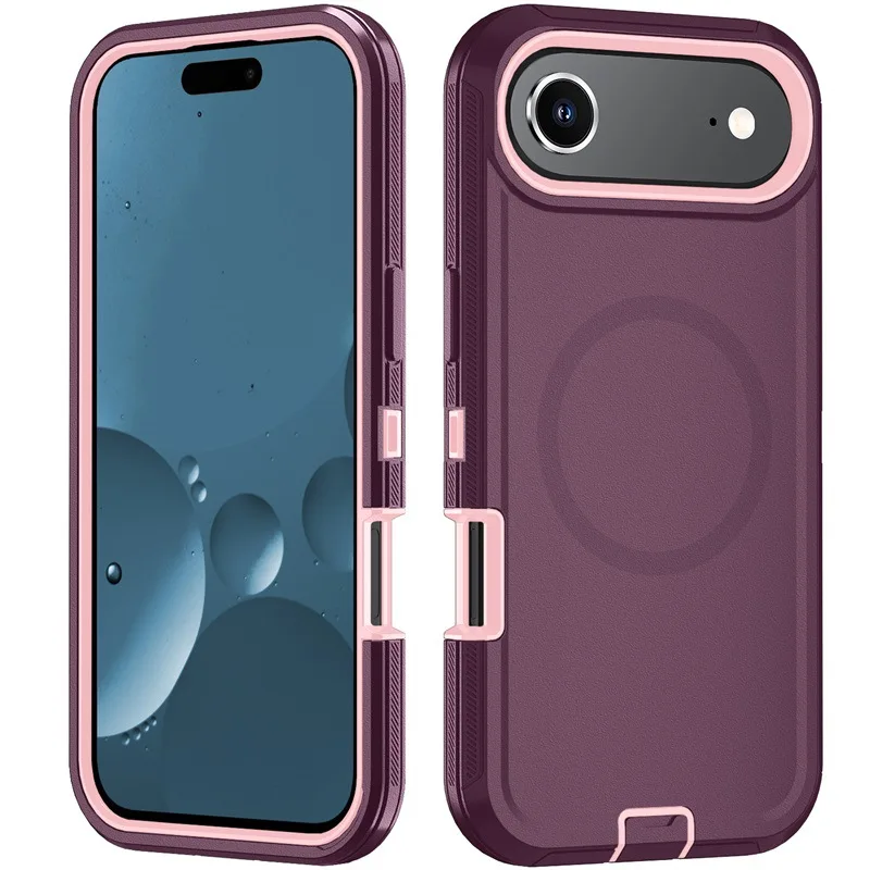 (borgonha, Iphone 15 Plus) Capa Protetora Híbrida De Três Camadas, À Prova De Choque.