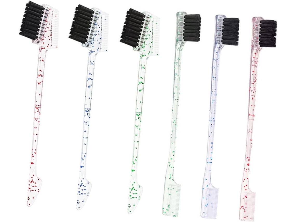 Conjunto de 6 pinças sobrancelha multiuso em nylon ABS com ponta dupla para alisar os cabelos.