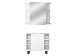 Conjunto de Móveis de Casa de Banho 2 Peças em Madeira Branca Estilo Moderno ML-DESIGN