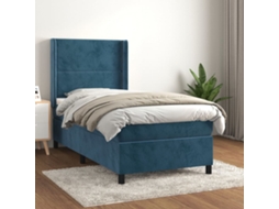 Vidaxl Cama Com Molas/colchão 80x200 Cm Veludo Azul-escuro