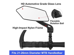Espelho Retrovisor Esquerdo Para Bicicleta Xanes Dh005 Amplo Alcance Alta Definição Ajustável Para Bicicletas Elétricas Scooters E Motocicletas