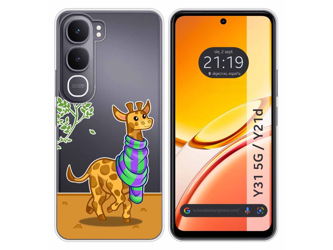 Capa Tumundosmartphone De Silicone Transparente Com Estampa De Girafa Para Vivo Y31 5g / Y21d