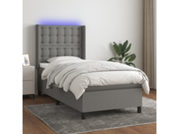 Cama Box Spring C/ Colchão E Led 90x200 Cm Tecido Cinza-escuro
