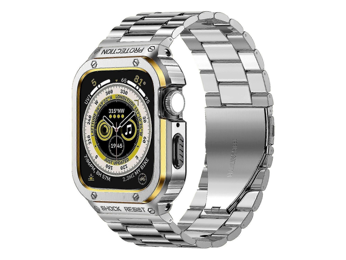 Pulseira De Aço Inoxidável E Capa Protetora, Compatível Com Relógios Apple