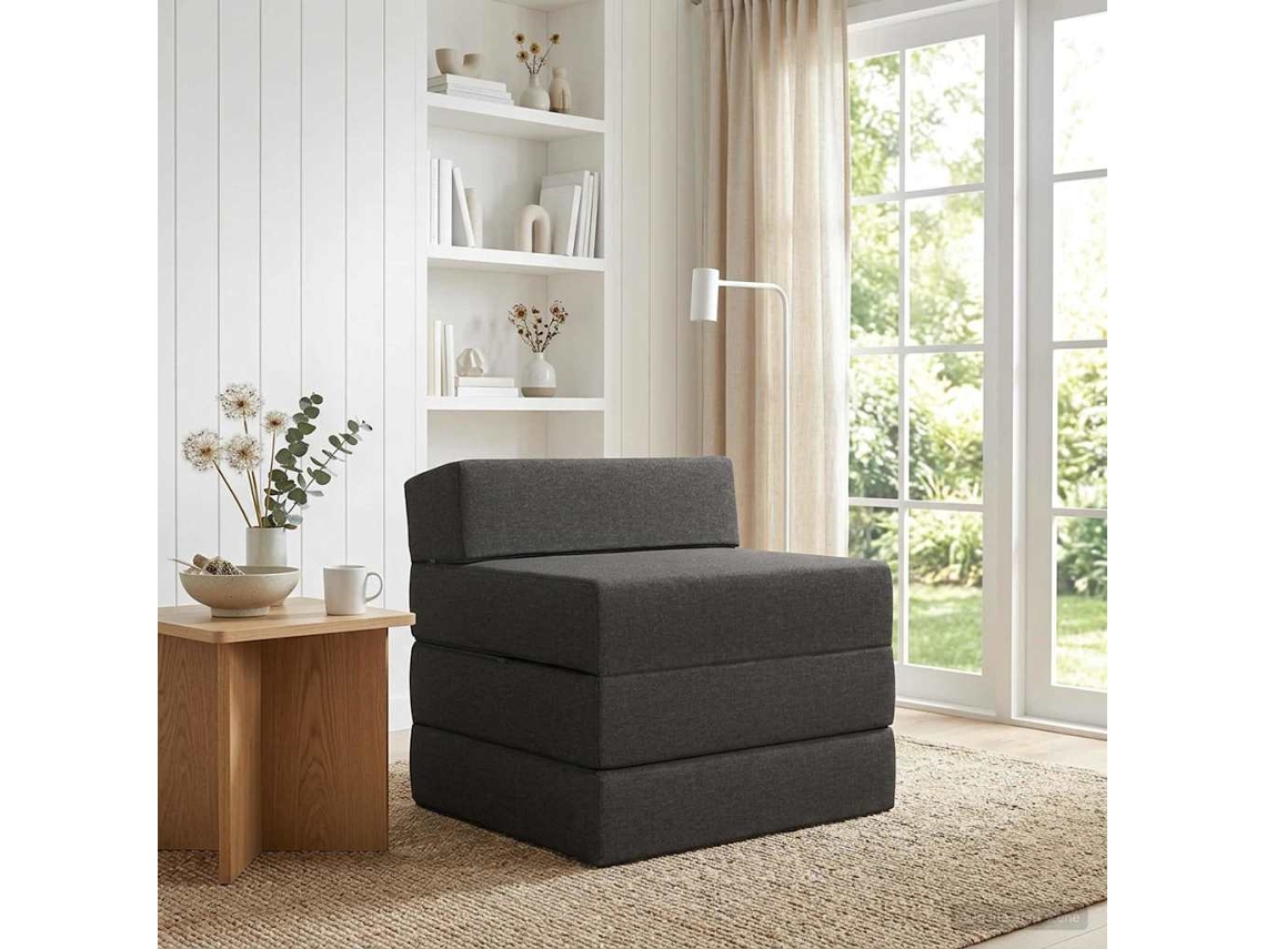 Vidaxl Sofá Cama Dobrável Cinzento-escuro 200 X 70 X 15 Cm Tecido
