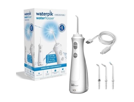 Jet Dental Waterpik Wf 13 Pérola Branco Sem Fio Recarregável 2 Níveis De Pressão 4 Pontas