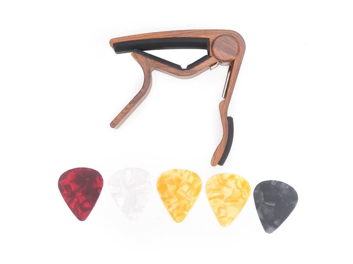 Guitarra Capo Cor de Madeira Liga Capo e Handguard Palheta Kit Acessórios para Instrumentos de Guitarra
