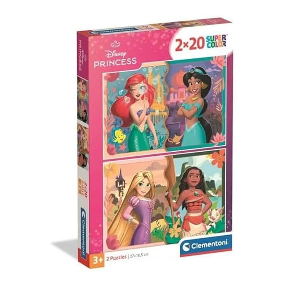 Quebra-cabeça Infantil Clementoni 2x20 Peças Princesas Walt Disney 24092.0 Clementonip25