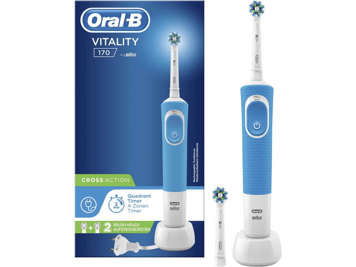 Escova de Dentes Elétrica ORAL-B Vitality Plus Cross Action Branco e Azul (7600 rpm)