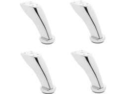 Conjunto De 4 Pés Metal Cromados Para Móveis, 9cm De Altura, Ideais Para Sofás, Bancos, Armários E Mesas Perfeitos Para