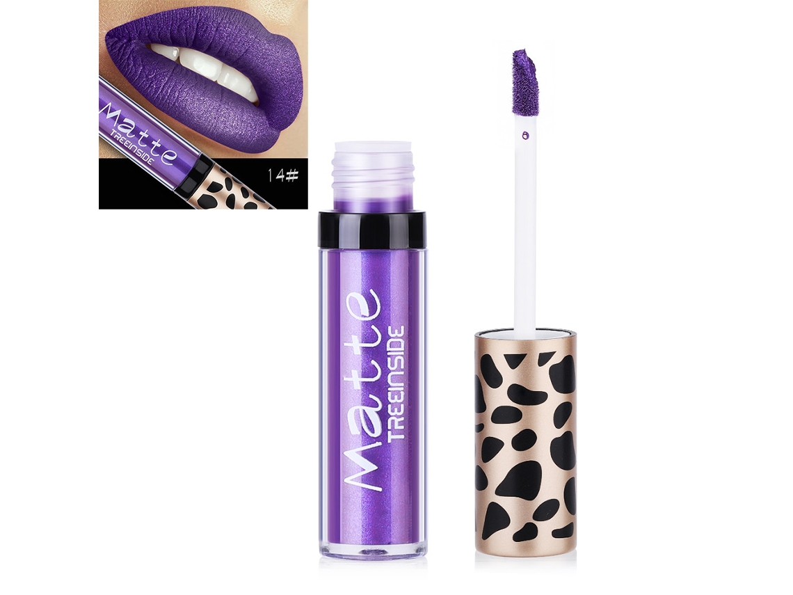 Treeinside Lápiz Labial De Brillo Mate Metálico Impermeable 6.5ml Largo Duración Maquillaje Labial (14)