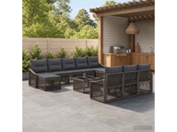 Vidaxl Conjunto De Sofá De Jardim 11 Pcs Cinzento Vime Pe