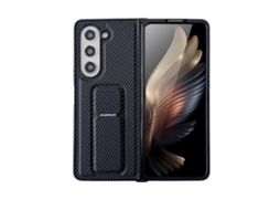 Capa De Celular Dobrável De Couro Com Fibra De Carbono E Suporte