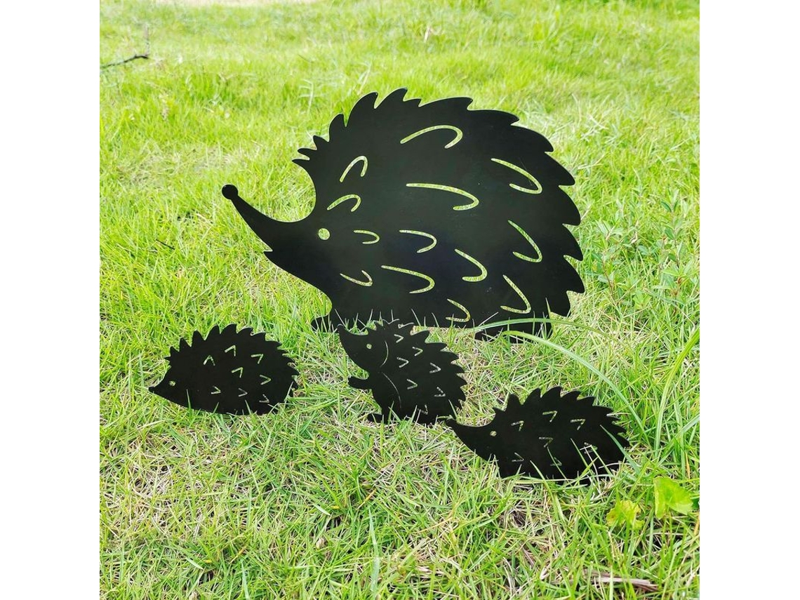 4 Estacas De Jardim De Erizo De Metal, Decoração Exterior, Esculturas Animais Para Pátio E Gramado