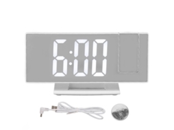 Ronjoe-despertador Digital Com Projeção Espelho Display Led Grande Para Quartos Branco