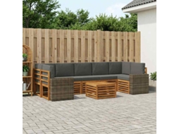 Vidaxl Conjunto De Sofás Para Exterior 8 Pcs Natural E Antracite