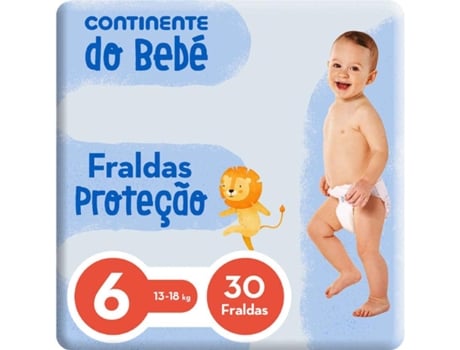 Fraldas Proteção 13-18kg T6 CONTINENTE DO BEBÉ emb. 30 un