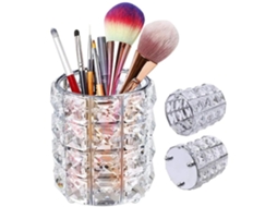Organizador De Pincéis De Maquiagem Em Cristal Prateado Brilhante, Recipiente Elegante Para Ferramentas Brilhantes Para Armazenamento Multifuncional N