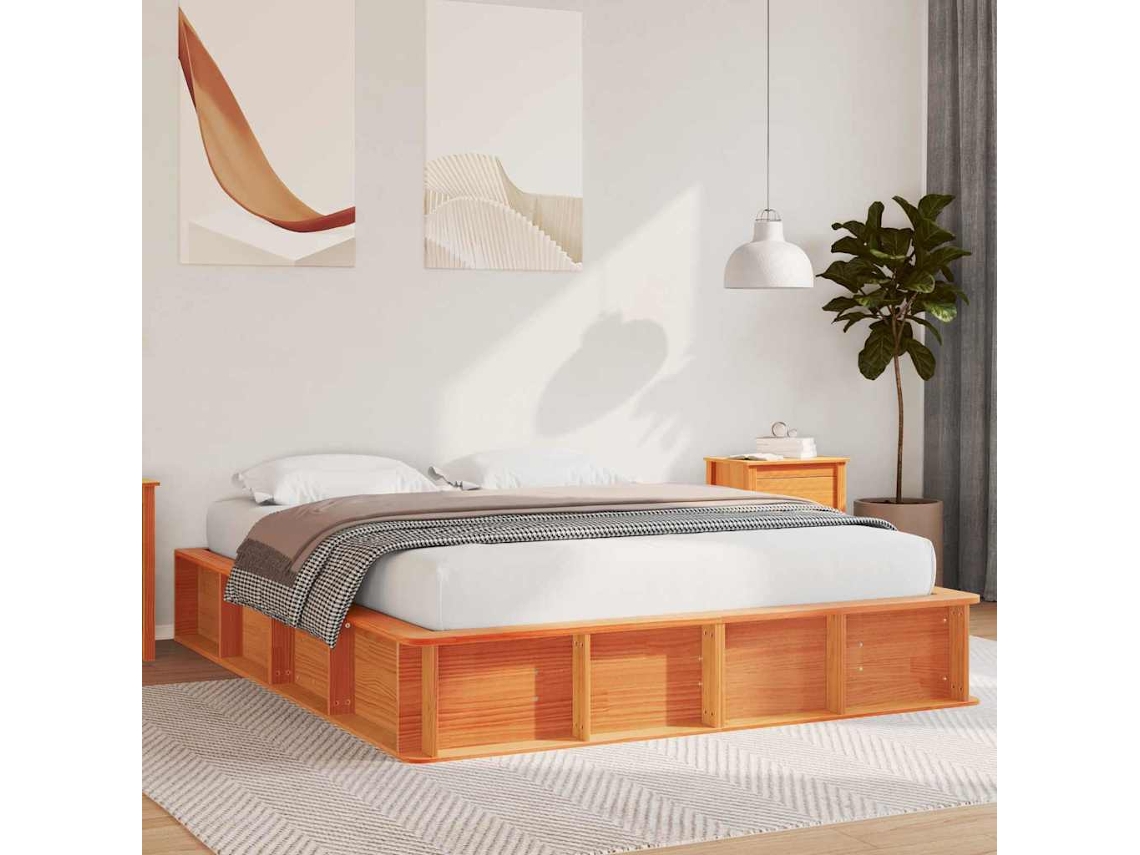 Vidaxl Estrutura Da Cama Marrom Cera 160 X 200 Cm