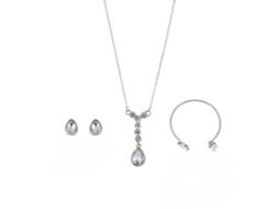 Jóias Feminino Pulseira Colar Brincos Em Platina