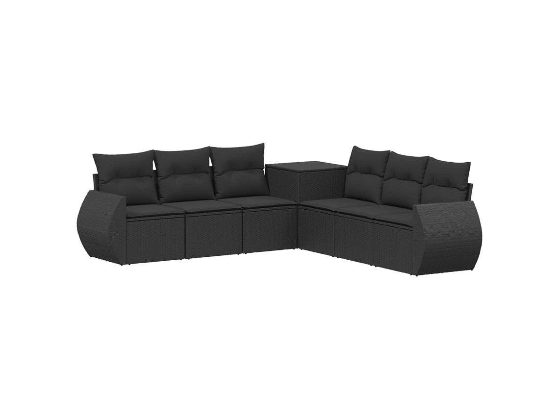 Vidaxl Conjunto De Sofás 7 Pcs Preto Rattan Poliéster E Aço