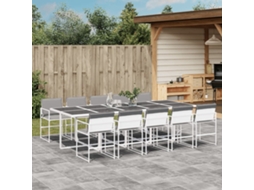 Vidaxl 11 Pcs Conj. De Jantar P/ Jardim C/ Almofadões Textilene Branco