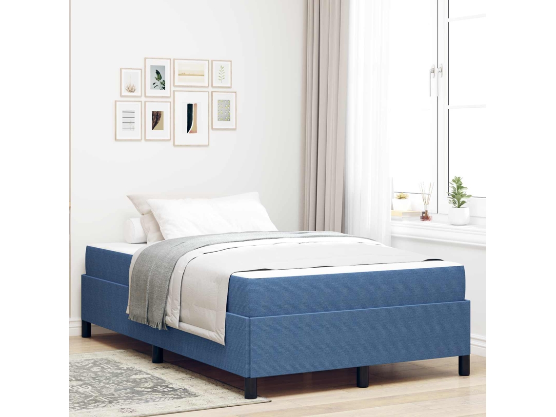 Vidaxl Estrutura Da Cama Com Colchão Azul 120 X 200 Cm Tecido