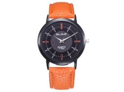 Reloj Analógico Unisex Pareja Cuero Pu Pulsera Quartzo Naranja