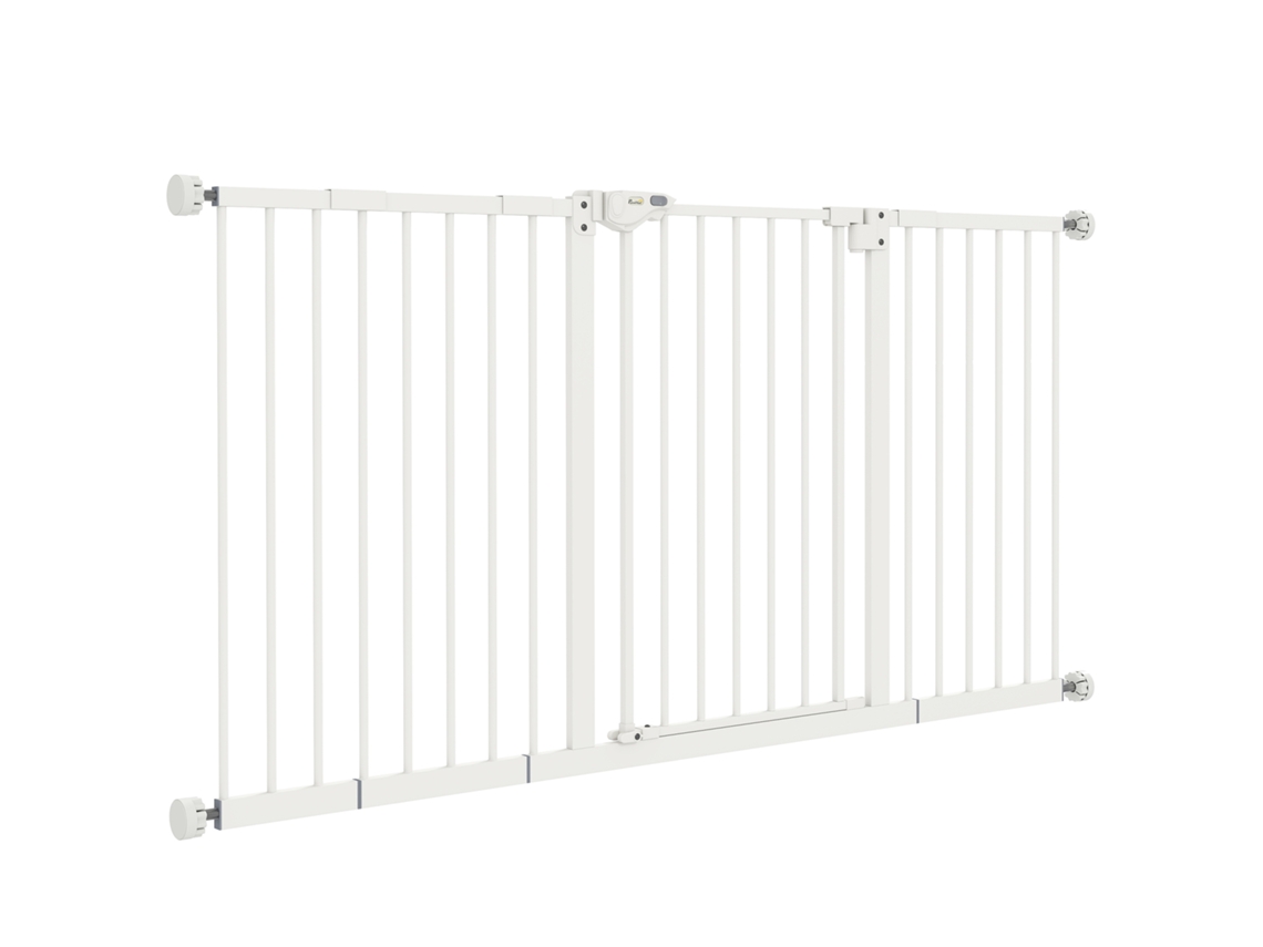 Barreira De Segurança Extensível Para Portas E Escadas Com Fechamento Automático E Sistema De Duplo Bloqueio 74-147,5x76,2 Cm Branco