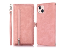 Capa Pega Inch Para Iphone 13 Pele Sintética Com Porta-cartões Rosa