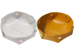 Conjunto 2 Bandejas Triangulares Couro Rebites Superfície Relógios Moedas Acessórios Elegantes Bancada Lisa GOKOCO