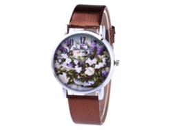Relógio de Pulso Feminino de Quartzo com Pulseira Pu Estilo Moderno Elegante Marrom