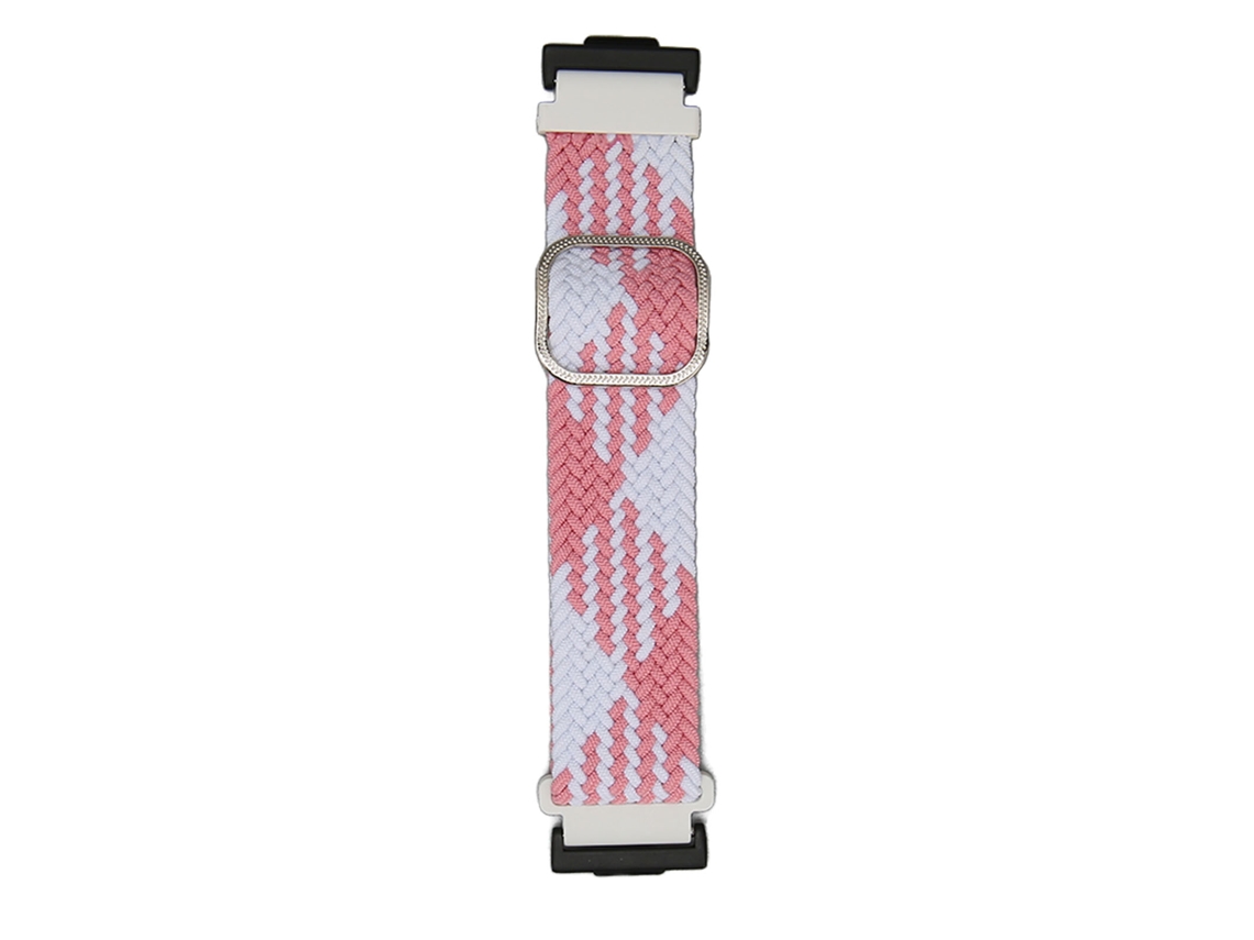 Cinturão De Relógio Trançado Colorido Ajustável Em Nylon Para Huawei Watch Fit 2 Rosa Branco