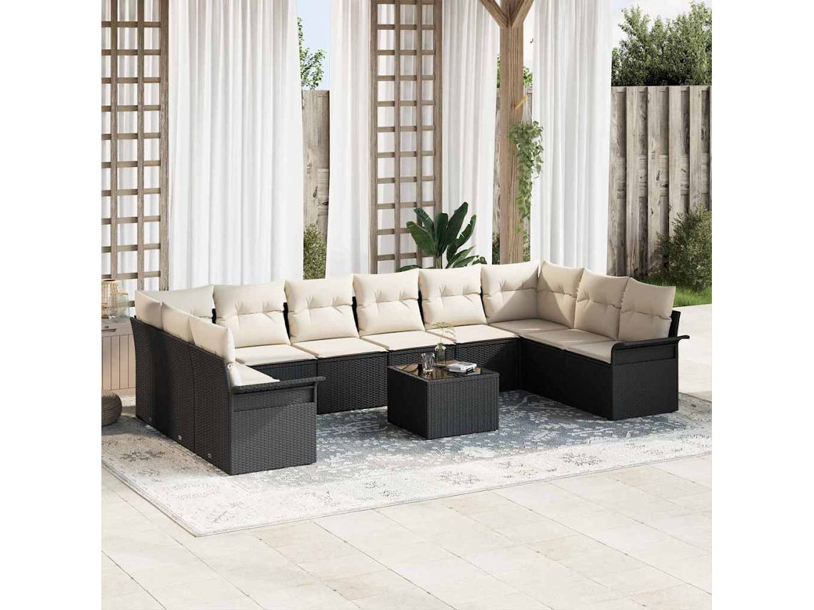 Vidaxl Conjunto De Sofá De Jardim 11 Pcs Castanho Vime Pe