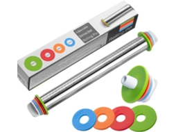 Rolo De Massa, Rolo De Massa De Aço Inoxidável Com 4 Discos Ajustáveis, Rolo De Massa Antiaderente Para Tortas, Pizzas, Tortas, Biscoitos E Doces
