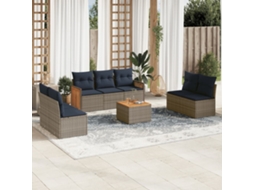 Conjunto de Sofá de Jardim com 8 Peças e Almofadas em Rattan Sintético Preto VIDAXL