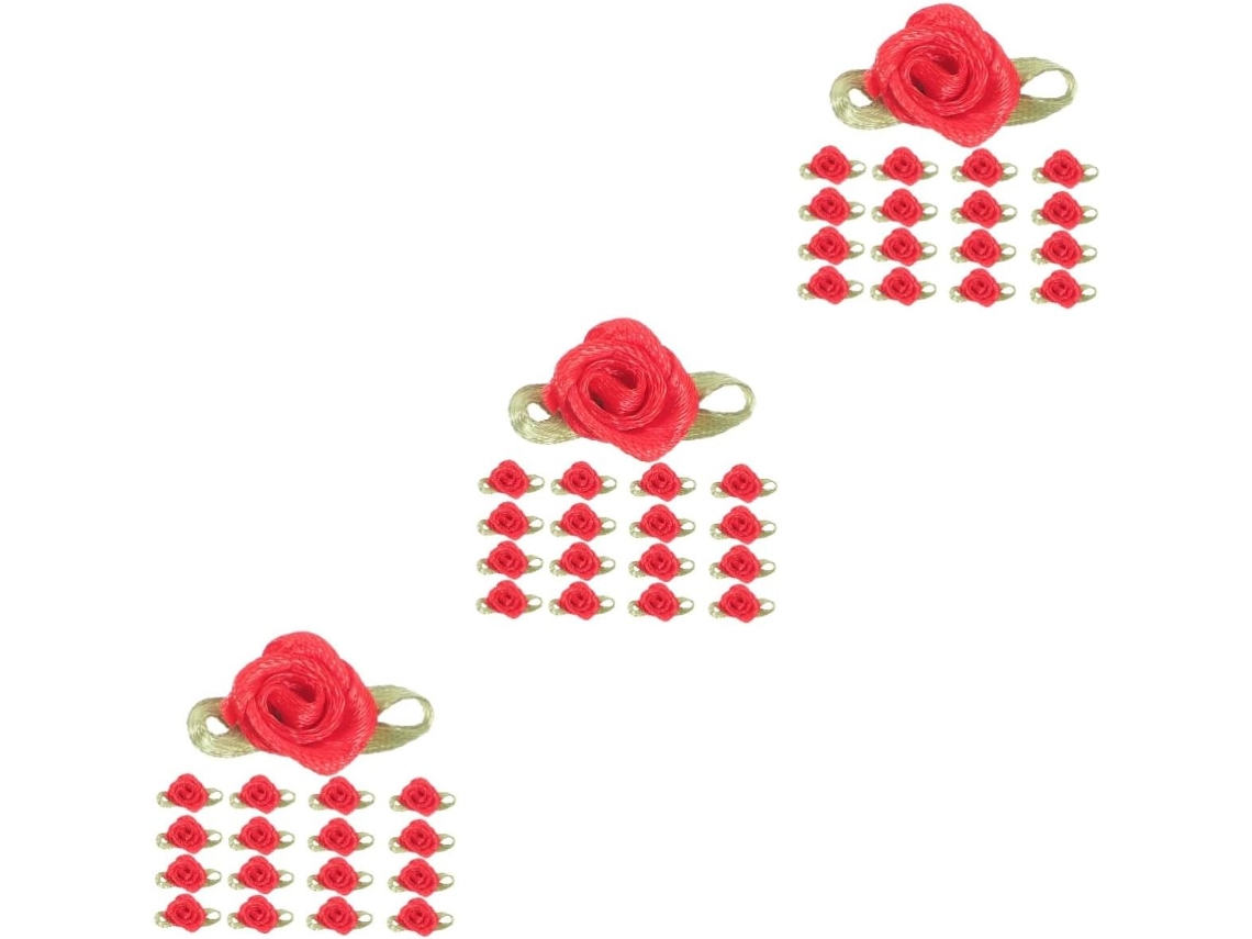 Rosas De Tecido Com Mini Laços E Fita Para Decoração, Acessórios De Vestuário, Costura Diy