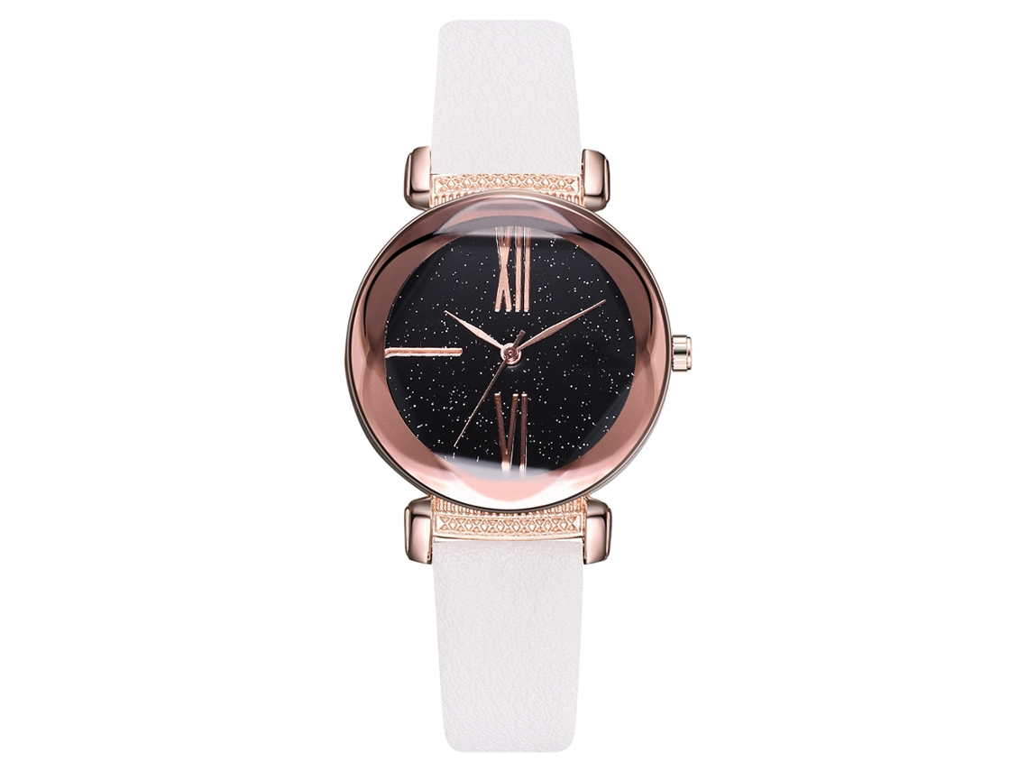 Relógio de Pulso Masculino Feminino de Moda com Pulseira de Pu Display Analógico Quartz Branco