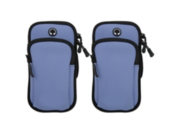 Bolsa Braçal para Telefone Desportiva 2 Bolsos Cinza Azul
