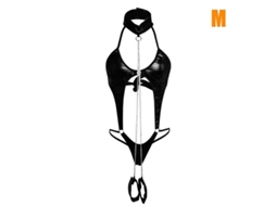 _lingerie Sexy de Couro Pu para Mulher com Cadeia Bralette e Calcinha G string Macacão