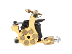 Máquina De Tatuagem De Bobina 10 Wraps Liner Shader Aço Zinco Eletroplatado Dourado