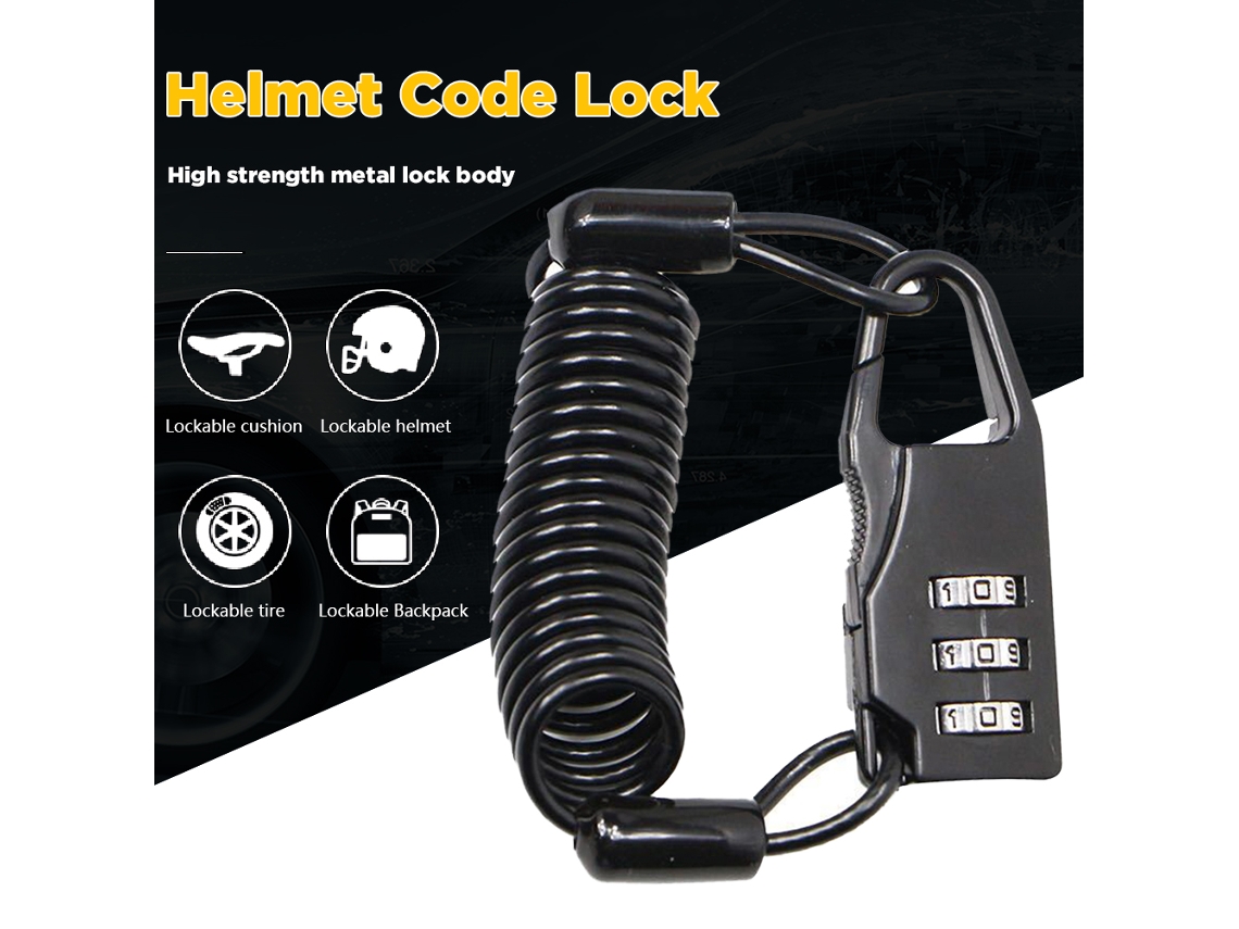 Cadeado de Cabo Reajustável de 3 Dígitos para Bicicleta, Antirroubo, com Mola, Portátil S/MARCA