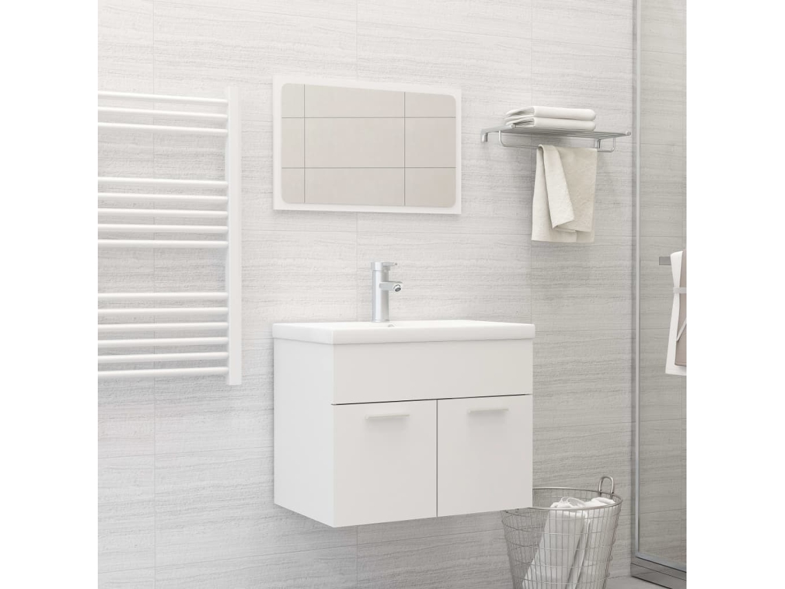 Vidaxl Conjunto De Móveis De Casa De Banho Derivados De Madeira Branco