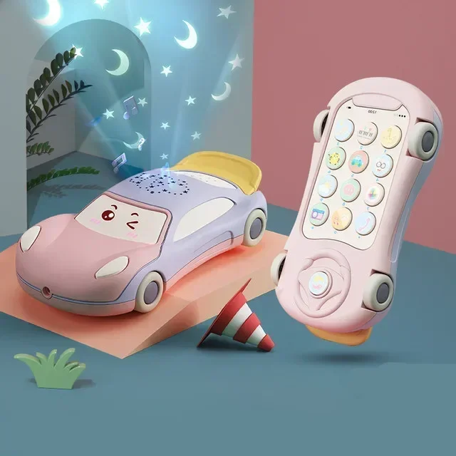 (rosa) Carrinho Em Formato De Celular Infantil, Com Luzes E Sons, Um Brinquedo Musical Educativo Para Crianças Pequenas.