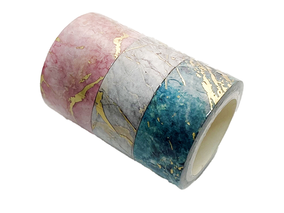 Fita Adesiva Washi, 6 Rolos, Mármore Dourado, 5 M Cada, Design Vibrante