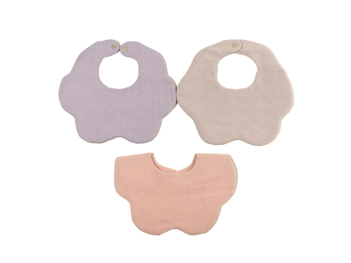 Conjunto de 3 peças de fraldas de algodão para bebês, estampadas, bandana, cachecol, fralda respiratória para higiene bucal, toalha para saliva e proteção contra alimentos.