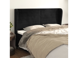 Vidaxl Cabeceira De Cama C/ Abas Veludo 203x23x118/128 Cm Preto