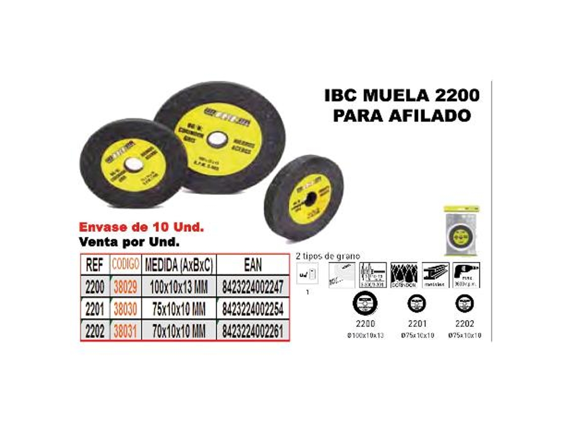Ibc 2-202 muela afilado  70x10x10  2 caras